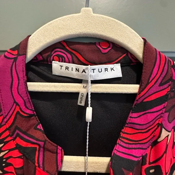 Trina Turk Joni Printed Bell Sleeve Dress Medium - Picture 7 of 9